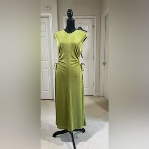 Donna Morgan Lime Green Shimmer Fully Lined Maxi Dress